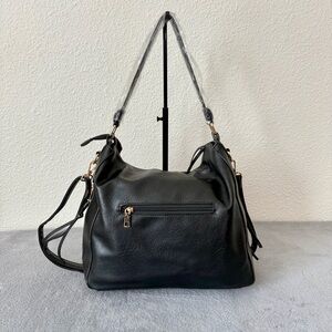 Stylish Hobo Crossbody Shoulder Bag, Vegan Leather Hobo Bag, Black